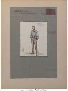 Rock Hudson "Bick" costume sketch designed by Marjorie Best for Giant....