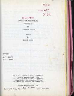 Lot 658 - Harrison Ford heavily-annotated complete shooting script for Raiders of the Lost Ark