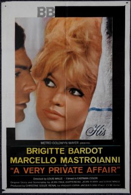 Brigitte Bardot en Marcello Mastroianni - A very private affair - Original US one-sheet | Catawiki