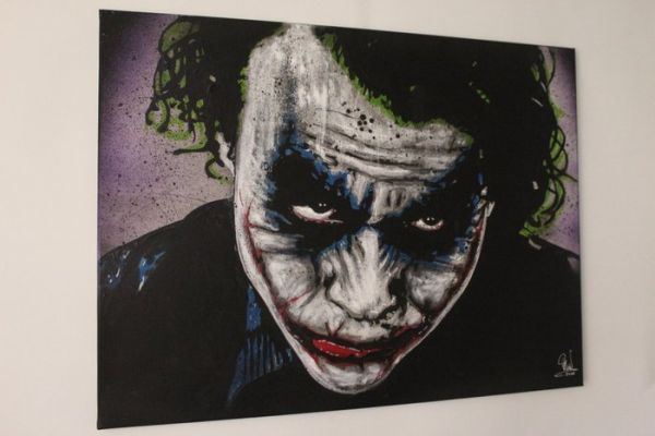 Joker - Heath Ledger - The Dark Knight - By PopArt Artist Vincent Mink - Handpainted and signed. - Portrait | Catawiki