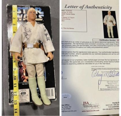 Star Wars - Mark Hamill & Carrie Fisher Signed 12" Action Figure JSA COA Letter | Catawiki
