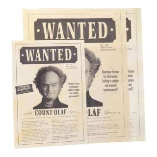 A Series of Unfortunate Events (Tv Series) | Set of Three Count Olaf Wanted Posters - Clean and with Drawn Mustache and Eyebrows | Propstore