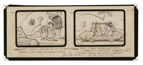 Signed Original Flintstones Storyboard Drawing. | Van Eaton Galleries