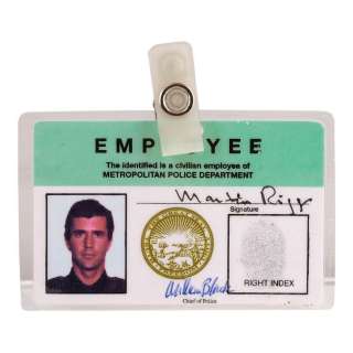 LETHAL WEAPON (1987) - Lot #1443 : Production-Made Martin Riggs (Mel Gibson) Metropolitan Police ID