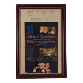 REAR WINDOW (1954) - Lot #1003 : Planet Hollywood Collection: Framed James Stewart-Autographed Window Card