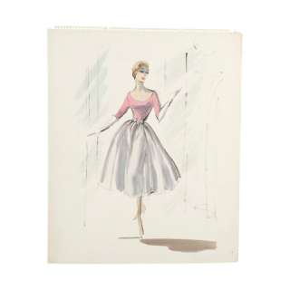 VERTIGO (1958) - Lot #1299 : Hand-Painted Edith Head Madeleine Elster/Judy Barton (Kim Novak) Costume Design Artwork