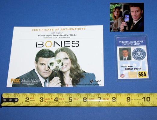 BONES screen used prop FBI ID badge Fox TV COA David Boreanaz Angel from Buffy