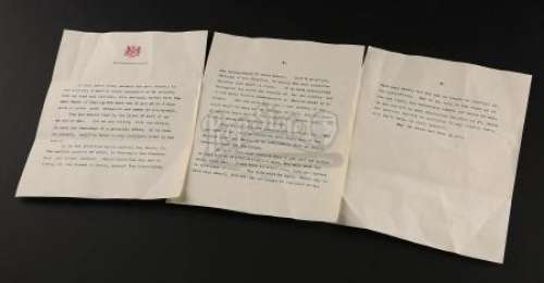 KING‘S SPEECH, THE (2010) - Lot 261 - Lionel Logue‘s (Geoffrey Rush) Copy of King George‘s (Colin Firth) Broadcast Speech