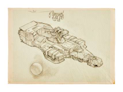 Lot 967 - ALIEN: ORIGINAL RON COBB "NOSTROMO" SPACESHIP EXTERIOR DESIGN CONCEPT ILLUSTRATION (A1) (WITH DVD)