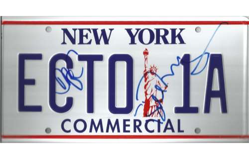 Ghostbusters prop metal replica tag from Ecto 1 the ambulance hand signed by stars Bill Murray and D | Piece of the Past