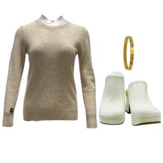 Creed III Bianca Creed Tessa Thompson Screen Worn Long Sleeve, Crew-Neck Sweater, Bracelet & Rounded Toe, High Heel Shoes Ch 3rs Sc 36 - Lot #261 - Creed III Bianca Creed Tessa Thompson Screen Worn Long Sleeve, Crew-Neck Sweater, Bracelet… | VIP Fan Auctions