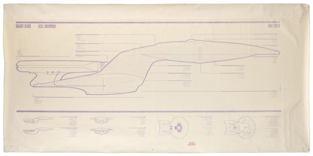 Lot 183 - Star Trek USS Enterprise (NCC-1701-D) Blueprint. [Hollywood:] Paramount Pictures 1987. | Potter & Potter