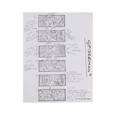 Spider-Man 2 (2004) | Hand-Drawn and Autographed Storyboard Page | Propstore