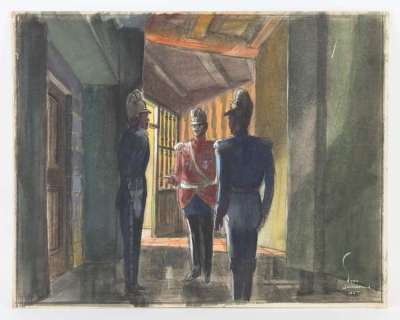 The Merry Widow (1952) ’Guards Reporting’ Original M.G.M charcoal and watercolour artwork on board,… | Ewbank’s