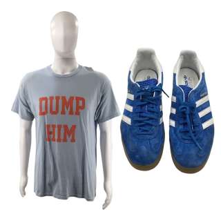 Lot #105: Saltburn Farleigh Start (Archie Madekwe) Screen Worn Trainers & Dump Him T-Shirt Ch 20 Sc 86