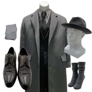 Lot #10: American Gods (2017-2021) Mr World (Crispin Glover) Screen Worn Coat, Jacket W/ Pocket Square, Vest, Pants, Button Up Shirt, Tie, Hat, Socks & Shoes Ep 309