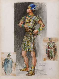 John Jensen costume sketch for Yul Brynner with "dagger". | Profiles in History