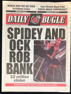 Lot 130 - Spider-Man 2 (2004) - Daily Bugle Newspaper Prop - Spidey And Ock Rob Bank