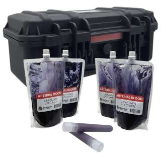 Lot #122: Death of a Unicorn Elliot (Paul Rudd) Screen Used Case, 2 Gliter Tube & 4 Blood Bag