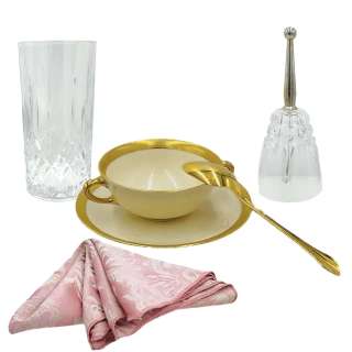 Poker Face Season 2 Norma Kazinsky (Jasmine Guy) Screen Used Glass, Spoon, Bowl, Plate, Bell & Cloth | VIP Fan Auctions