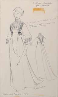 Lot 306 - Siobhan McKenna ‘Anna Gromeko‘ (5) costume sketches by Phyllis Dalton for Doctor Zhivago.