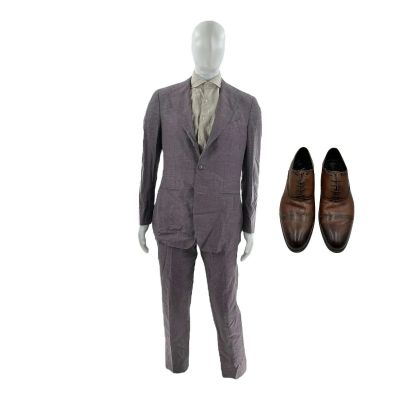 Lot 25: All of You Simon (Brett Goldstein) Screen Worn Dress Shoes, Suit Jacket, Suit Pants & Dress Shirt Ch 18 Sc 54-60 | VIP Fan Auctions