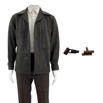 Lot #303: Play Dirty Lozini Screen Worn Jacket, Button-Up Shirt, Pants & Cufflink Pair Ch 4 Sc Multiple