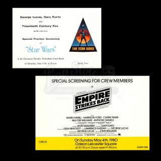 Harry Lange Auction | Star Wars Special Preview Screening Ticket and Invitation for Crew | Propstore