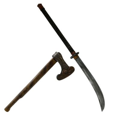 Lot 159: The Wrecking Crew Nakamura Screen Used Prop Rubber Axe & Prop Rubber Sword | VIP Fan Auctions