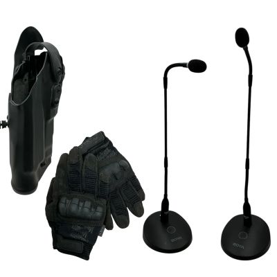 Lot 112: Mercy Police Station Screen Used Gloves, Holster & Microphone | VIP Fan Auctions