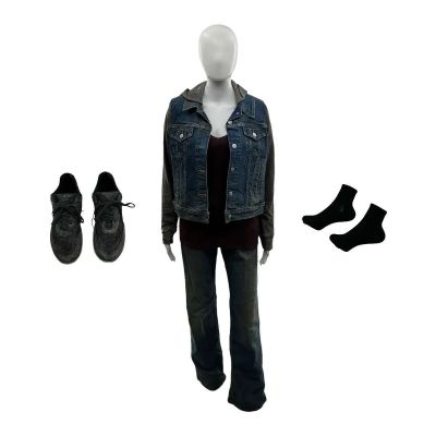 Lot 36: Preparation for the Next Life Aishe Screen Worn Jacket, Jeans, Shirt, Sneakers & Socks Ch 8 Sc 46-59 | VIP Fan Auctions