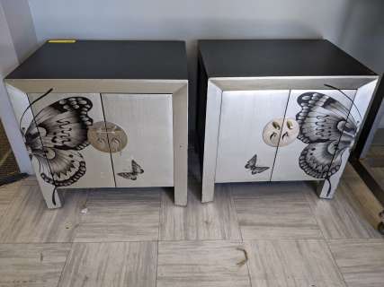 Pair black and silver butterfly side cabinets from the popular sci-fi tv series | Direct Liquidation