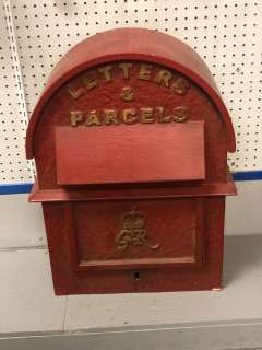 Vintage red mailbox "Letters & Parcels" - Dimensions 20 x 27 x 9.5 inches | Direct Liquidation