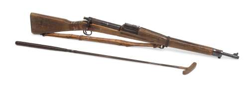 Lot 834 - A Ray Bolger prop rifle and personalized golf club