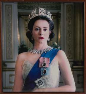 The Crown - Lot 44 - Contemporary School Claire Foy (as the Queen) A colour photographic printtogether with one other, 91 x 82cm (35 13/16 x 32 5/16in) (2)