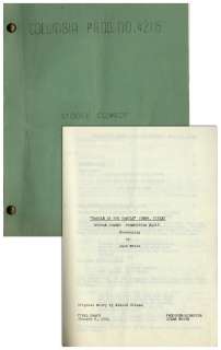 Moe Howard‘s Own Three Stooges‘ Script for ‘‘Scotched in Scotland‘‘ From 1954, With Hand-Annotations by Moe Including His Signature -- From the Personal Estate of Moe Howard