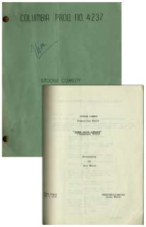Moe Howard’s Personally Owned Three Stooges’ Columbia Pictures Script for Their 1956 Film, ’’Creeps’’ -- Also Signed by Moe on the Cover | Nate Sanders