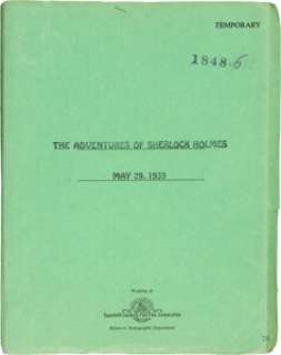 A Script from "The Adventures of Sherlock Holmes." | Heritage