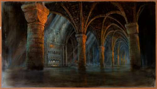 The Addams Family Matte Painting of "Grotto Approach to Gate" (Paramount, 1991). | Heritage