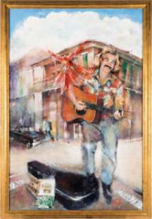 "Busking Out: Becoming Jimmy Buffett" Large 45 ¼" x 65" Oil on Canvas Original Painting by Garland Robinette. | Heritage