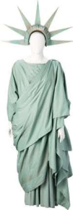 Roseanne Barr "Roseanne Conner" Green Statue of Liberty Floor-Length Gown and Spiked Crown Ensemble from Rosean... | Heritage