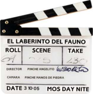 Pan’s Labyrinth (Tequila Gang, 2006), Original Production Used Clapperboard signed by Director Guillermo del Toro. | Heritage