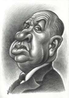 Joan Vizcarra - Alfred Hitchcock - Original Hand-Signed Drawing - Pencil Art | Catawiki