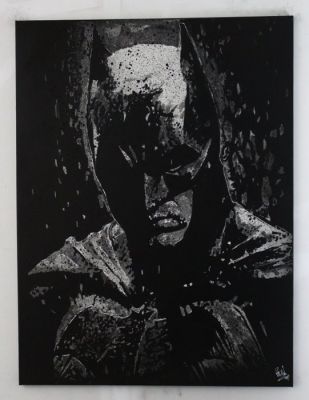 The Dark Knight - Batman - Christian Bale - Heath Ledger - handpainted and signed by artist Vincent - Portrait | Catawiki