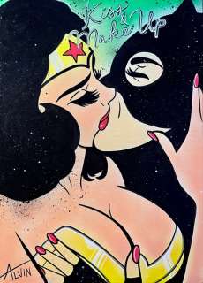 Alvin Silvrants (1979) - Wonder Woman & Catwoman - kiss and make up | Catawiki