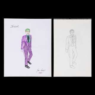 BATMAN (T.V. SERIES, 1966-1968) - Lot 711 - Jan Kemp Hand-drawn and Painted Joker (Cesar Romero) Costume Designs