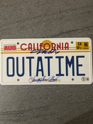 Back to the Future - Replica License plate - Signed by Michael J Fox, Christopher Lloyd - Beckett Witnessed COA | Catawiki