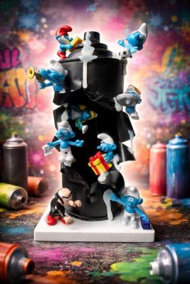 Figurine - Smurfen Spraycan - Resin, Metal, Paint | Catawiki