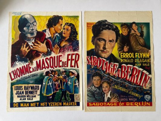 Errol Flynn, Ronald Reagan & Louis Hayward - 2 originele Belgische bioscoopaffiches (1939-1942) - Tweede Wereldoorlog / Klassieke cinema | Catawiki