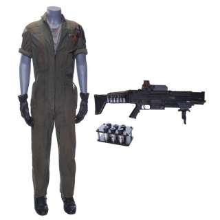 The Expanse - Lot 105 - Amos Burton‘s (Wes Chatham) Season 2 Bloody Rocinante Coveralls with Boots, Devil Pin, and Shotgun